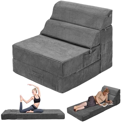 Grey Folding Sofa Bed Convertible Sleeper Chair Couch D58871