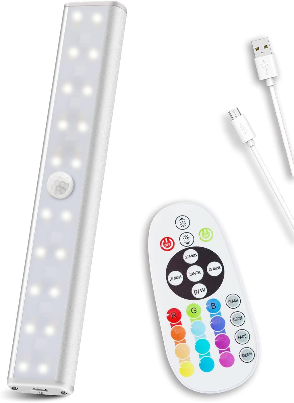 Rechargeable 48-LED Remote Lights, RGB Bar, 6 Pack O96124