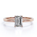 18K Rose Gold Plating Over Silver Emerald Cut Moissanite Solitaire Ring Z75451