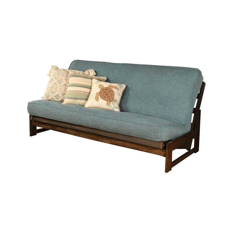 Full-size Futon Cover in Linen Aqua Blue Fabric E267