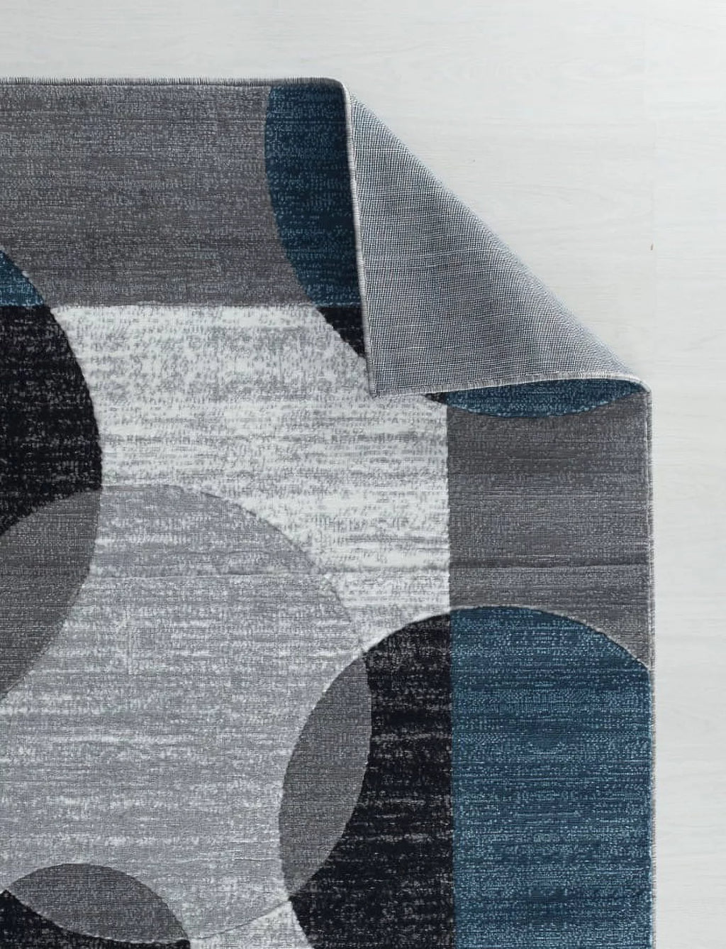 Blue Black White Grey Abstract Area Rug J30296