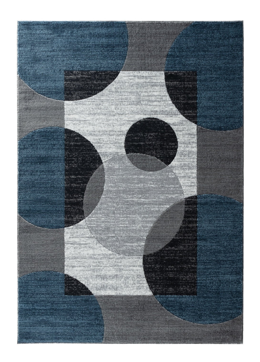 Blue Black White Grey Abstract Area Rug J30296