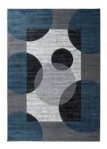 Blue Black White Grey Abstract Area Rug J30296