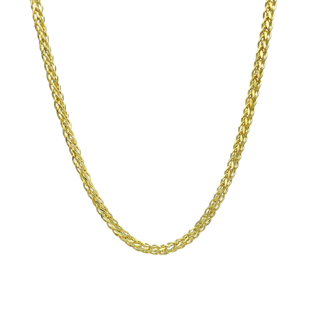 14K Yellow Gold Square Franco Wheat Pendant Chain Diamond Cut Necklace 16" 18" 20" 22" 24" Lobster Clasp M511146