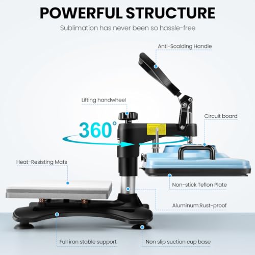 15"x12" 8 in 1 Swing Away Heat Press Machine S2011