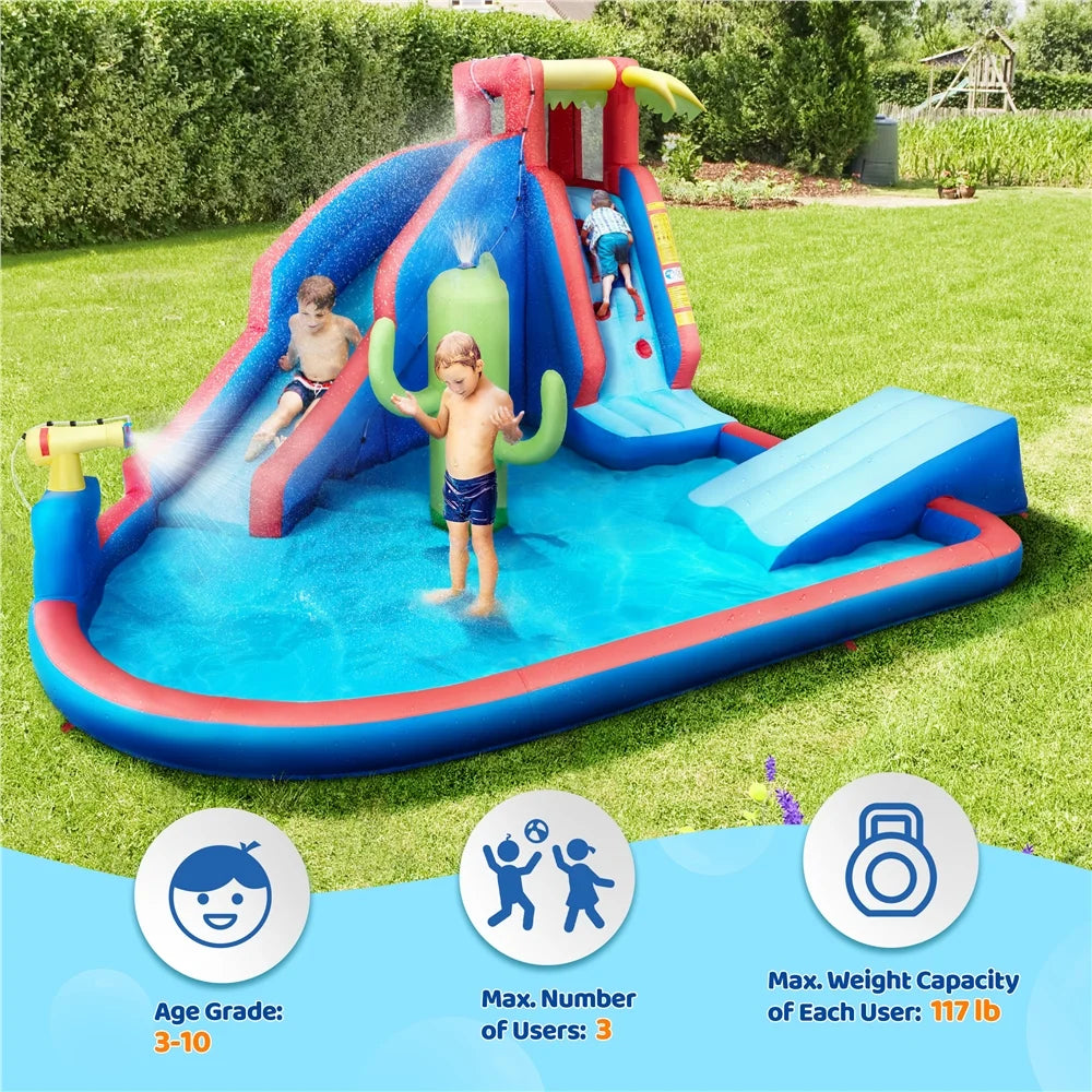 15.2′ L x 13.4′ W x 7.5′ H Inflatable Water Slide with Storage Bag & 520 W Blower V9279