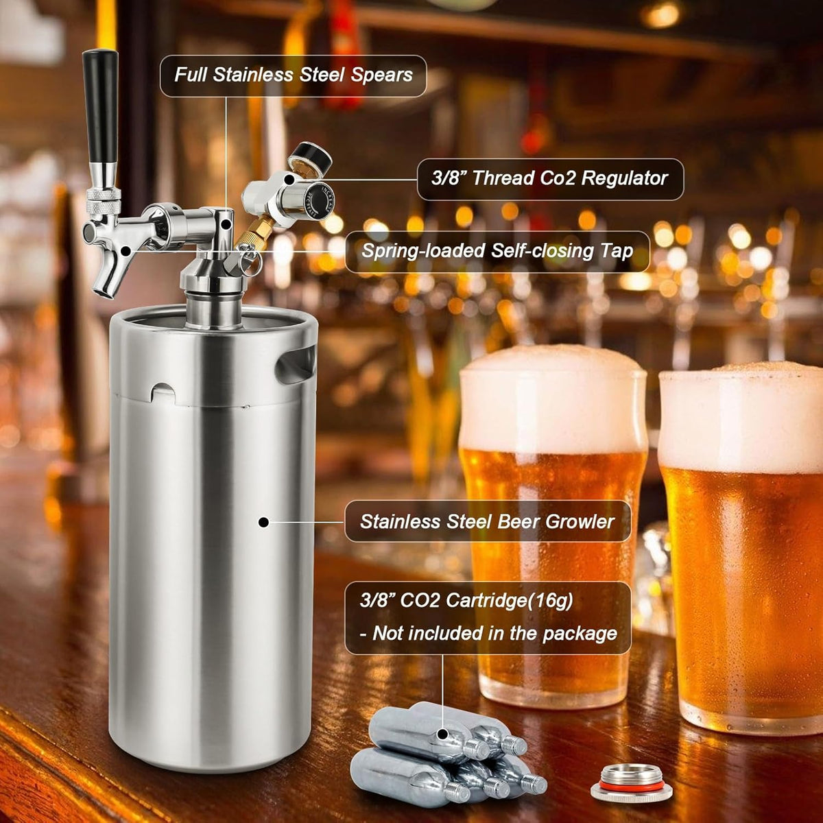 128oz Stainless Steel Mini Keg Beer Dispenser K5841