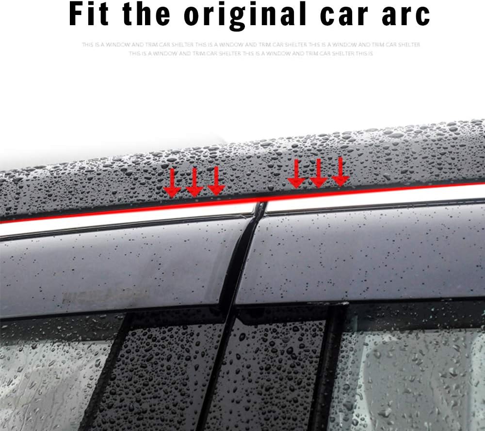 4Pcs Smoke Car Window Visors Rain Guard Tape-On Mount P614