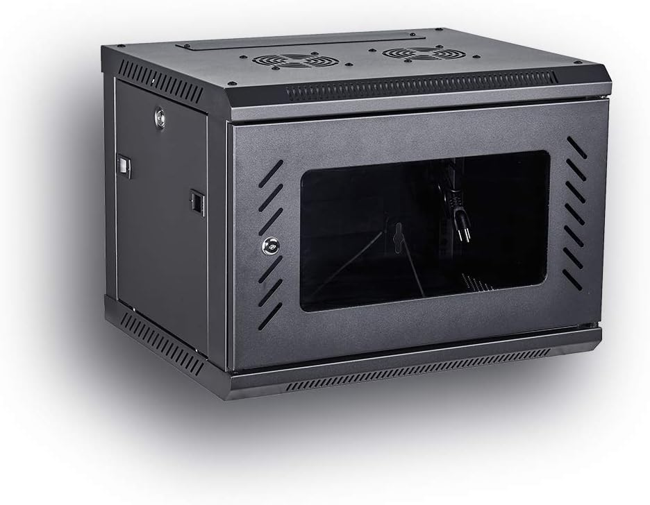 BLACK 06U 19-Inch Server Network Rack with Locking Glass Door H2675