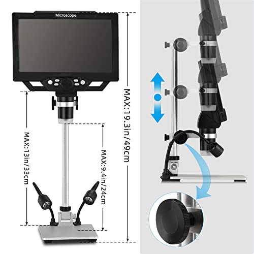 4.3 inch IPS Digital Microscope, 10-1000X Magnification Handheld Camera Video Microscope with 32G TF Card, 8 LED Lights, Rechargeable Battery Microscope V946030
