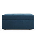 Navy Blue Tufted Fabric Storage Ottoman with Rolling Casters V364