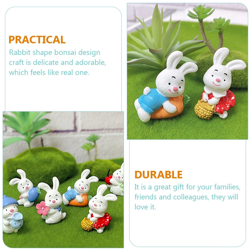 12 Pcs Resin Rabbit Ornament Mini Dollhouse Accessories U7481