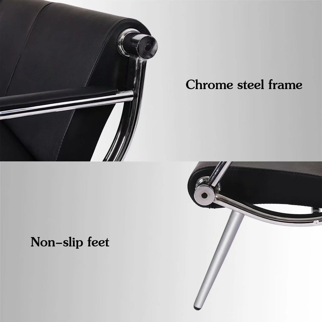 Black Steel Frame 3 Seats PU Leather Reception Bench A412