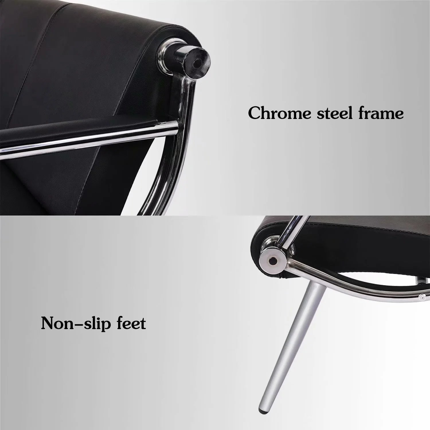 Black Steel Frame 3 Seats PU Leather Reception Bench A412
