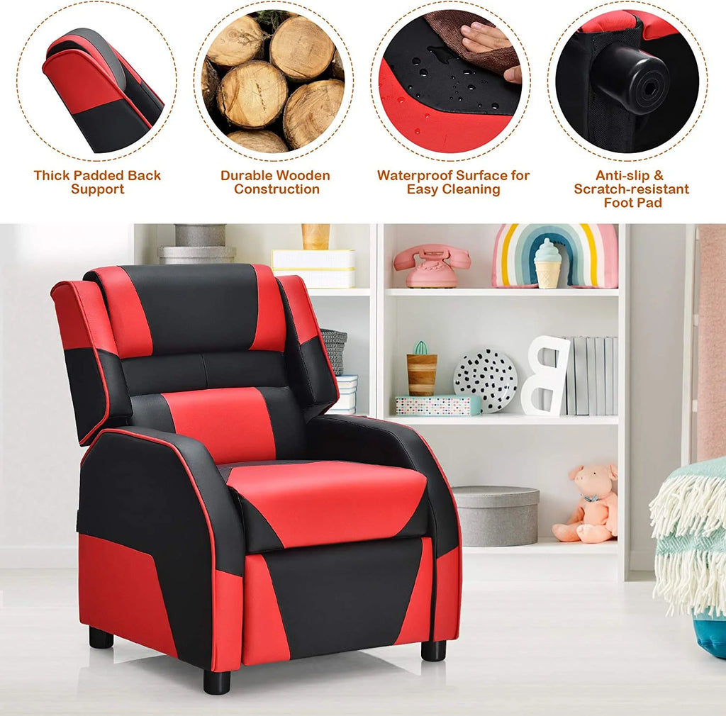 Red Ergonomic PU Leather Gaming Recliner Chair O83315