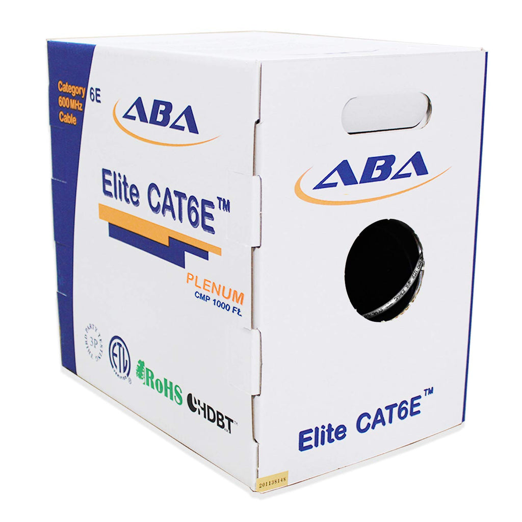 Cat6 Plenum CMP Ethernet Cable 1000ft 23AWG UTP Solid Bare Copper Yellow W49280