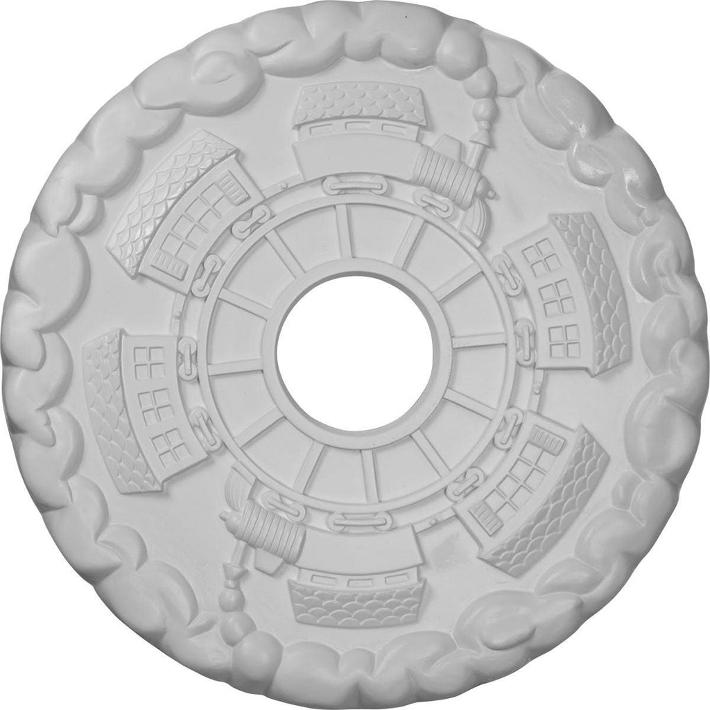 18 1/2x22OD x 3 7/8x22ID x 1x22P Hand-Painted Platinum Ceiling Medallion D27741