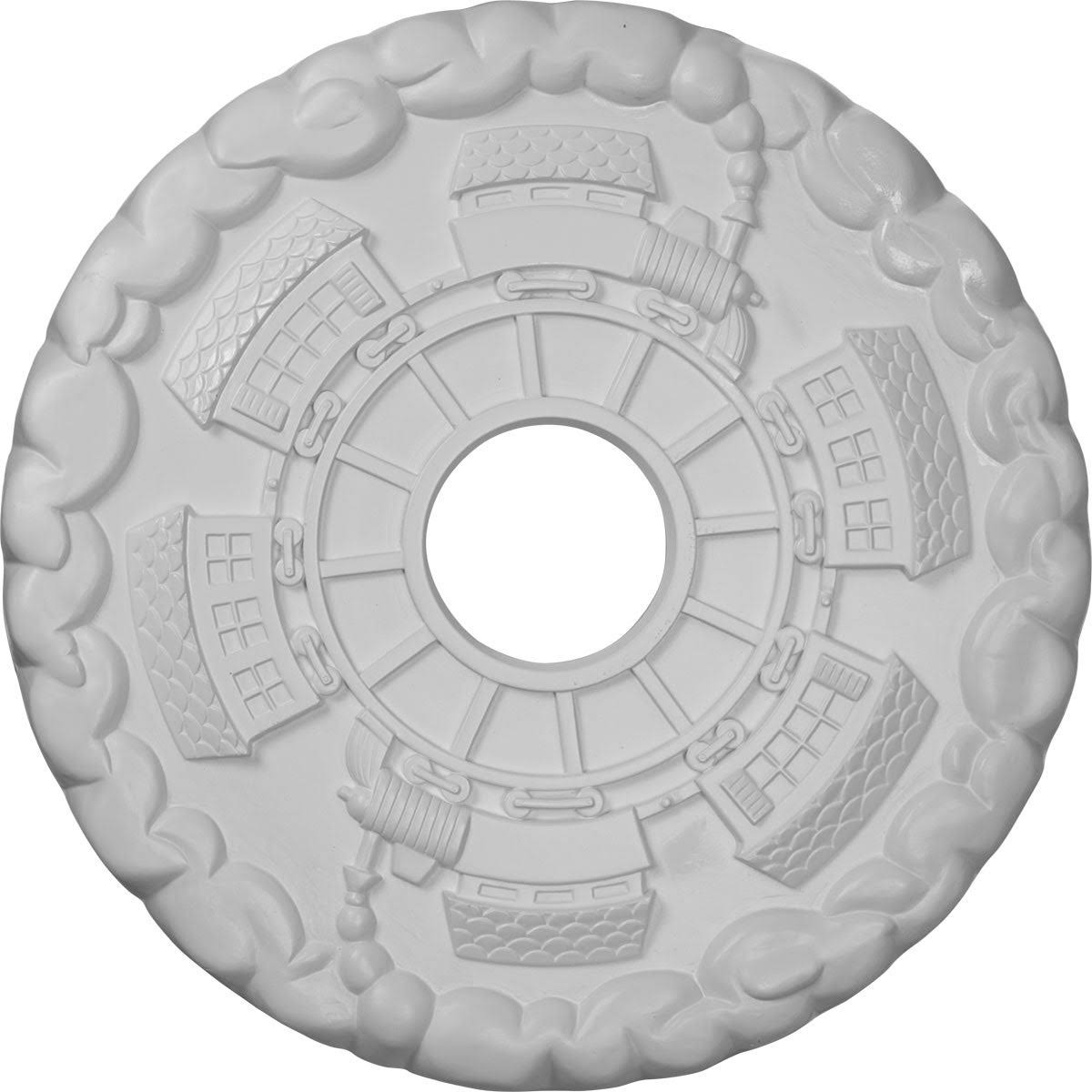 18 1/2x22OD x 3 7/8x22ID x 1x22P Hand-Painted Platinum Ceiling Medallion D27741