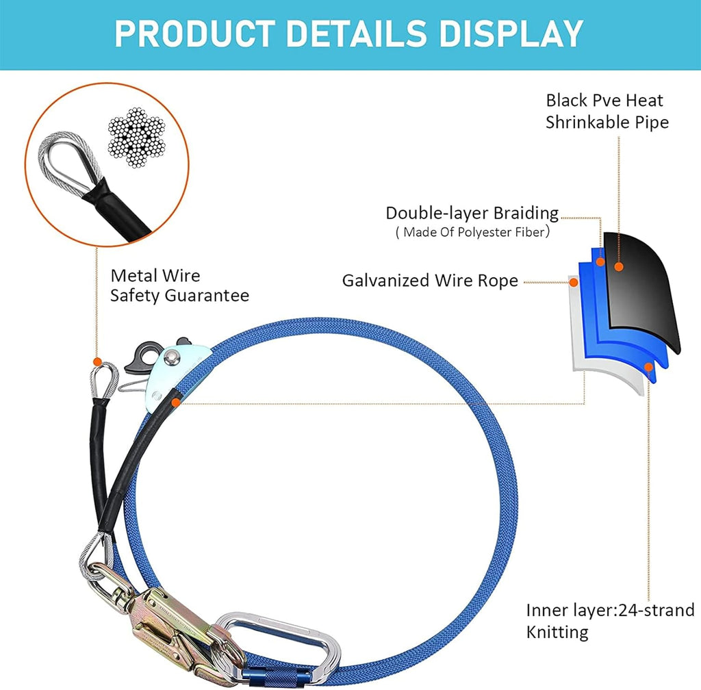 Blue Adjustable Tree Lanyard with Double Lock Carabiner, Pack of 2 X730186
