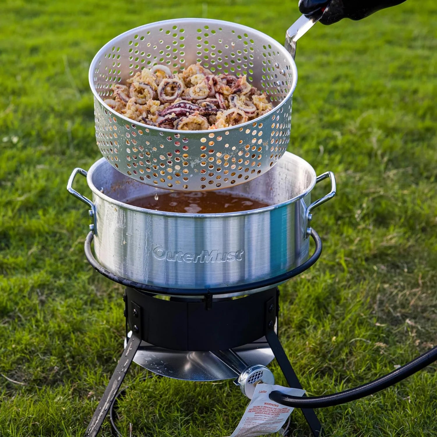 11 Qt. Aluminum Propane Outdoor Deep Fryer Pot with Basket and Thermometer H4901