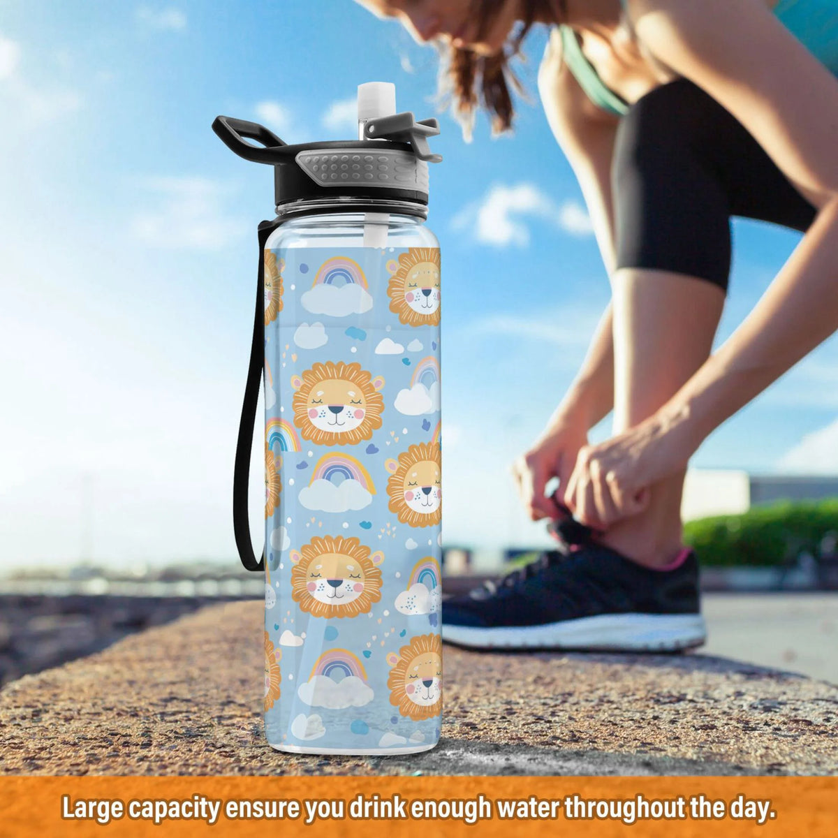 32oz Clear Triton Sports Water Bottle with Straw Q89888