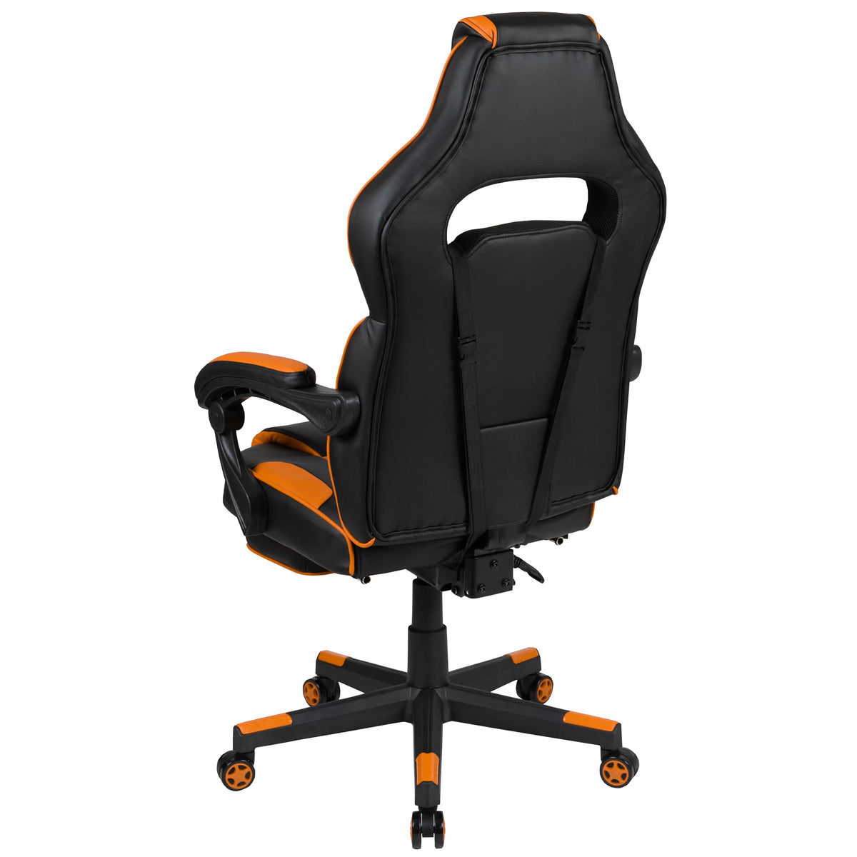 Black & Orange Gaming Chair with Footrest W29842