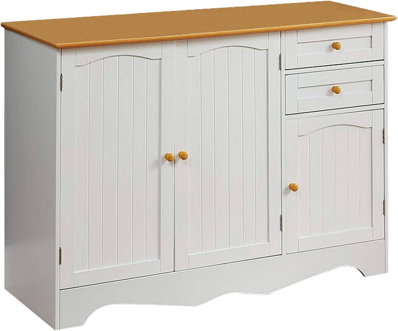 White Wood Top Kitchen Island on Wheels with Storage O9451