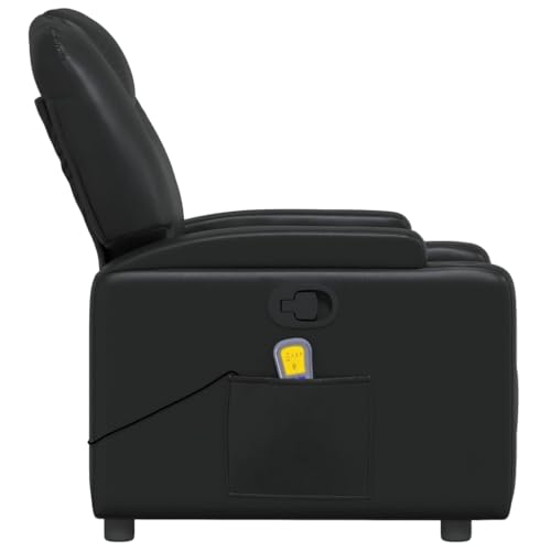 Black Faux Leather Massage Recliner Chair with 6Point Vibration A1502