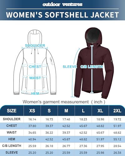 Women's Softshell Jacket with Hood Fleece Lined Waterproof Insulated Windbreaker U2069