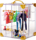 Portable Clear Acrylic Fashion Closet with 31+ Doll Clothing & Accessories L3930