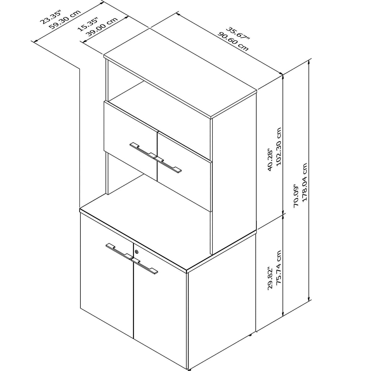 36W Tall Storage Cabinet with Doors and Shelves F60699