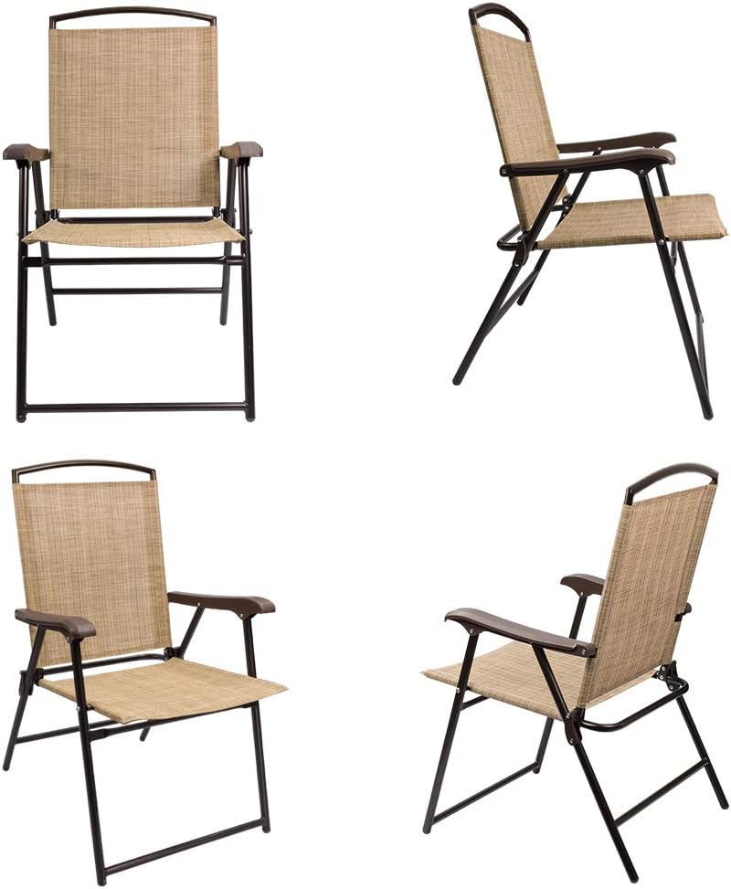 Beige Sling Back Folding Chair Set of 2 N20231