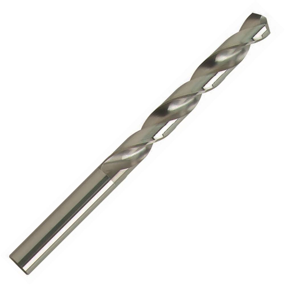 9.9mm 118° Solid Carbide Jobber Drill, Bright Finish, Right Hand Cut, Spiral Flute, 133mm OAL, Faceted Point V68752