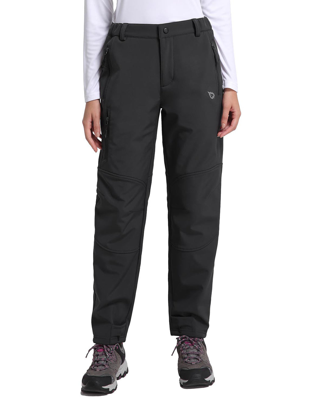 Black Fleece-Lined Soft Shell Ski Pants F952332