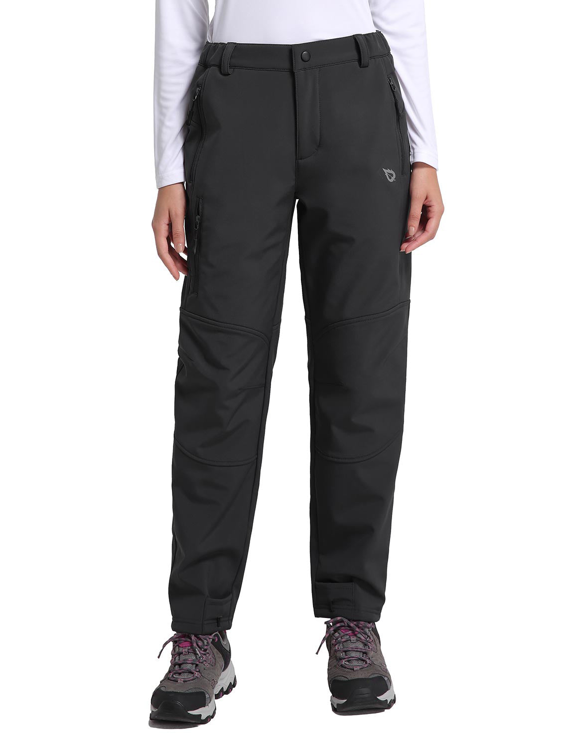 Black Fleece-Lined Soft Shell Ski Pants F952332