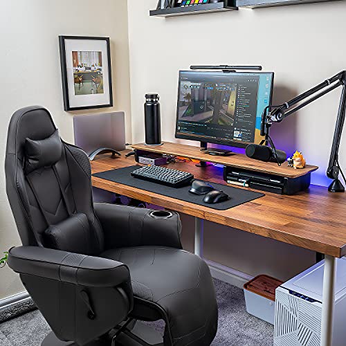 White PU Leather Gaming Recliner Chair with Footrest Headrest and Lumbar Support P67342