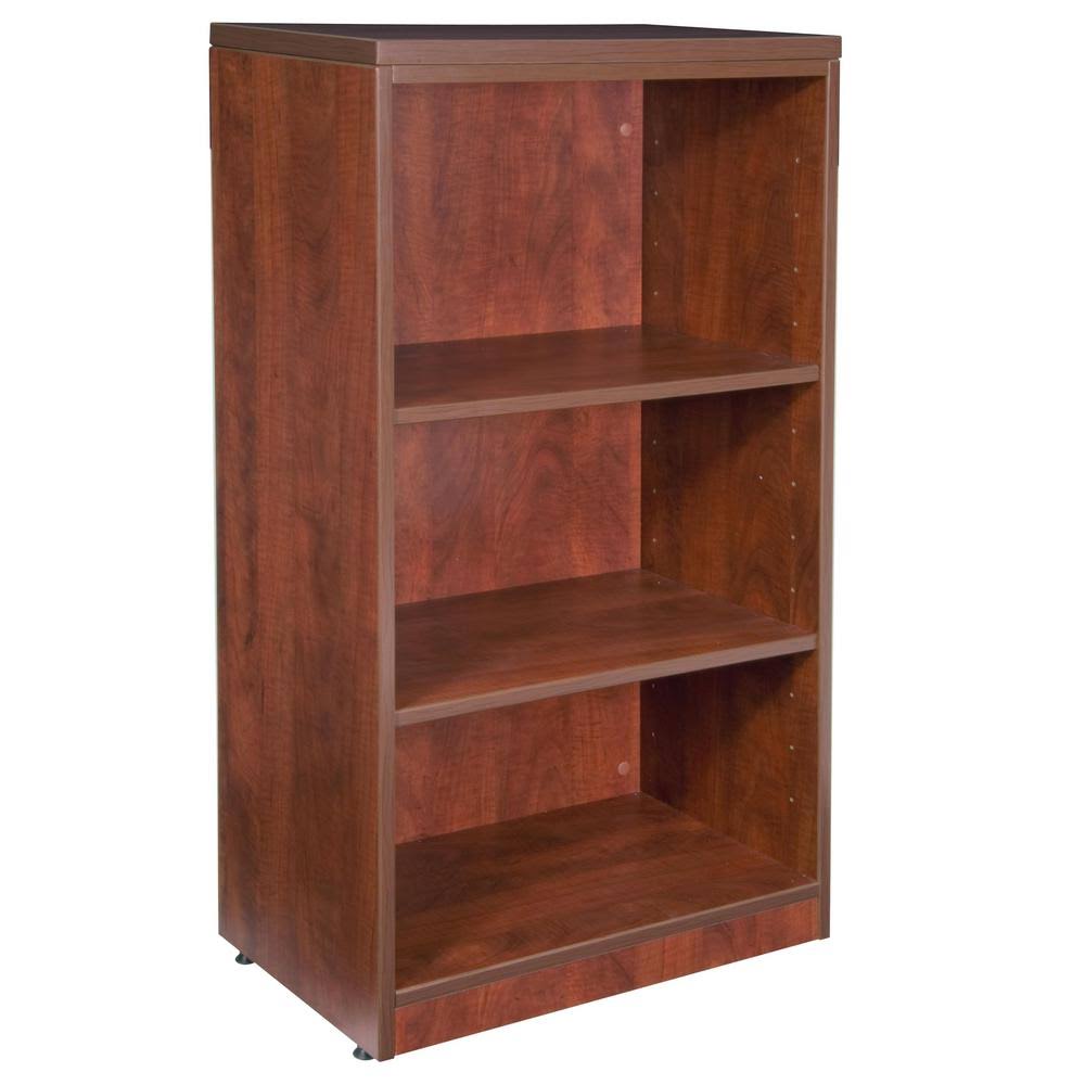 Cherry Wood 3-Shelf Accent Bookcase with Adjustable Shelves S641