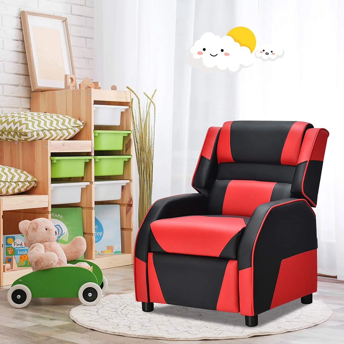 Red Ergonomic PU Leather Gaming Recliner Chair O83315