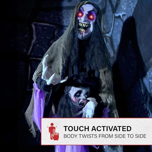 5.25-ft. Standing Gravekeeper Animatronic with Red LED Eyes and Sound Effects E682813
