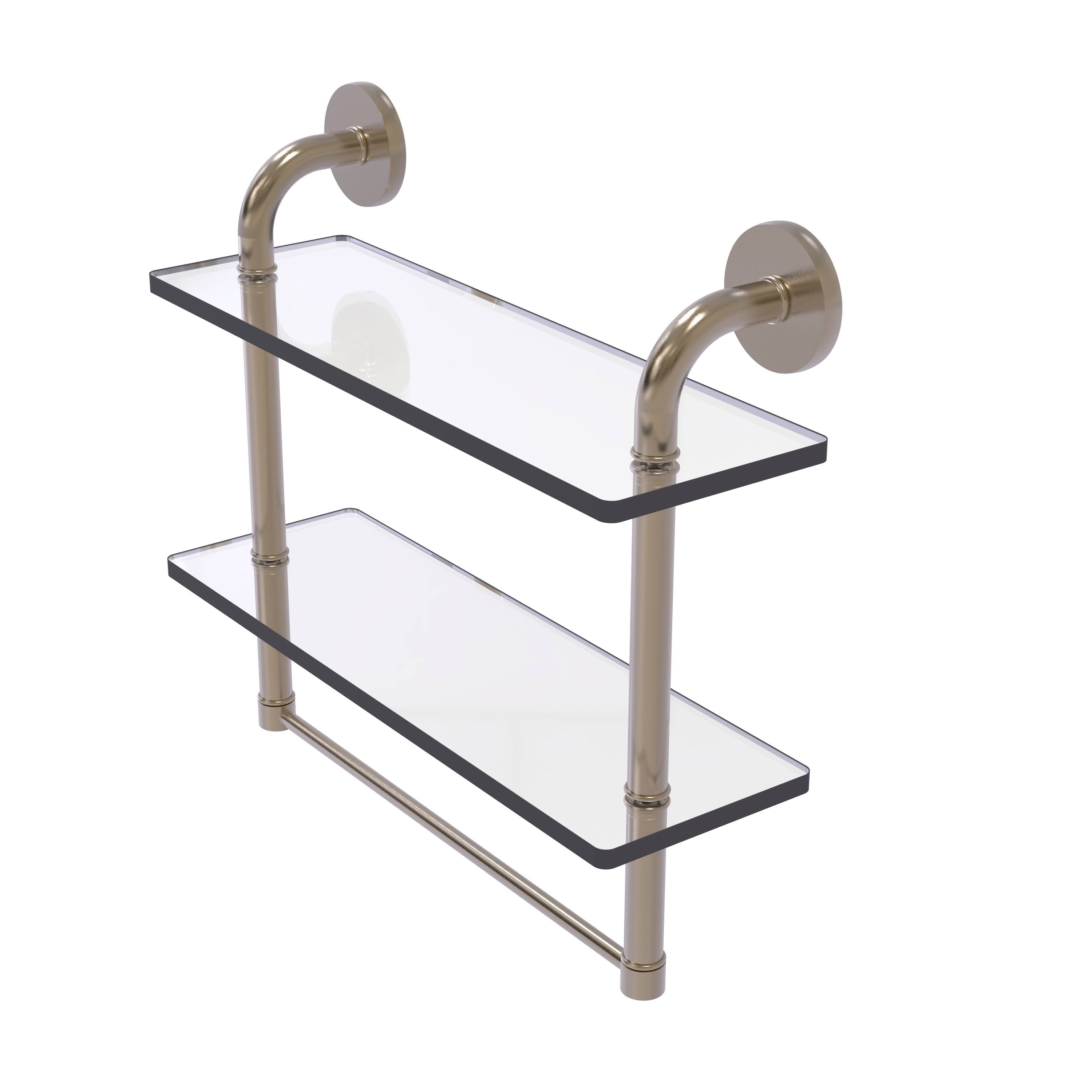 Two Tiered Glass Shelf with Towel Bar - Antique Pewter - 16 inch G58727
