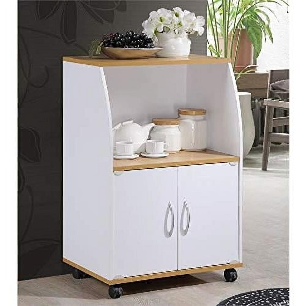 White Microwave Kitchen Cart C346495