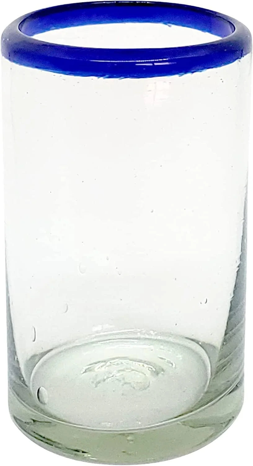 Cobalt Blue Rim 8 oz Recycled Glass Glasses (set of 6) H9753
