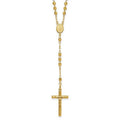 14K Yellow Gold Diamond-Cut Beaded Rosary Necklace B987