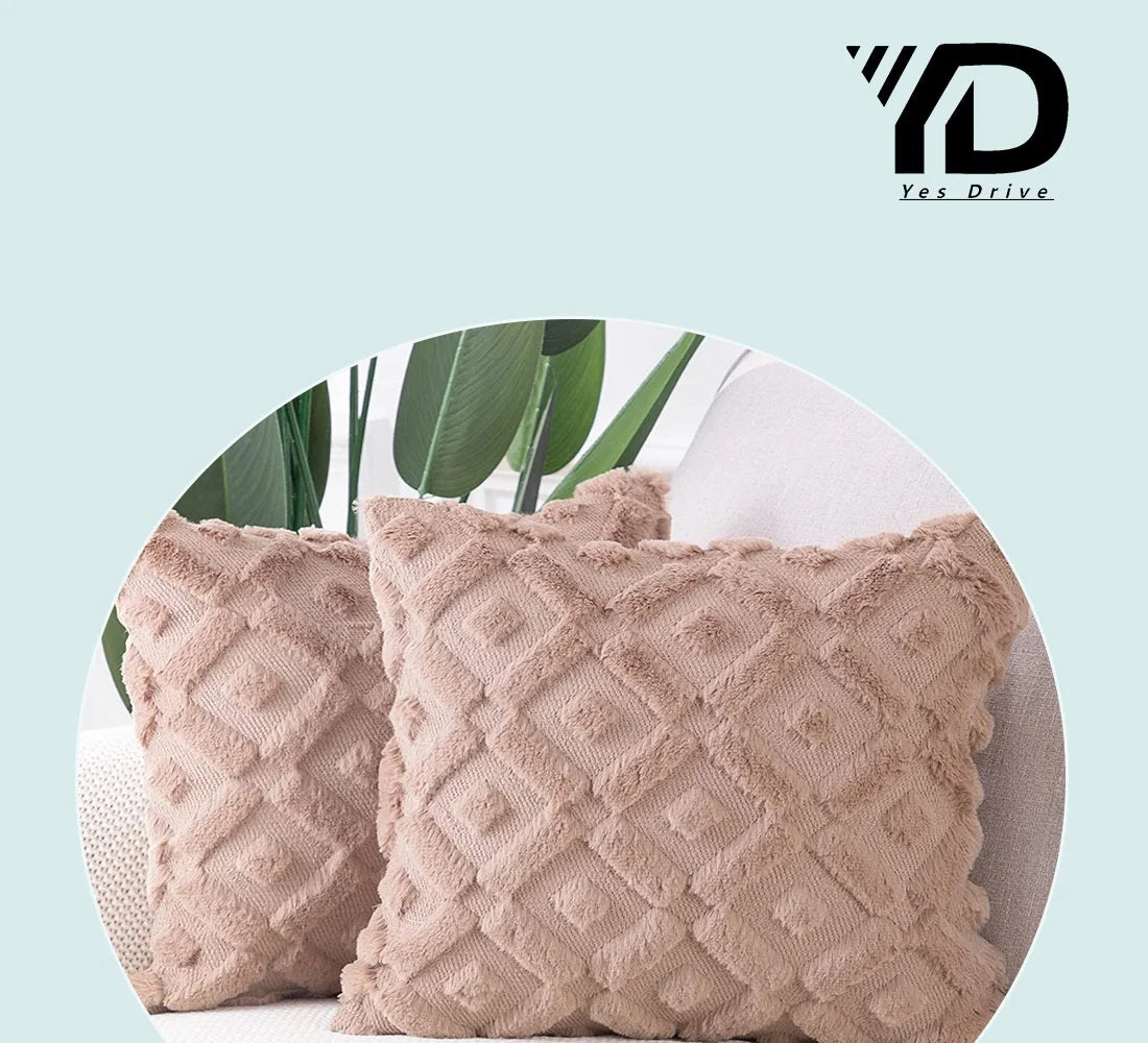 Set of 2 Soft Plush Velvet Decorative Throw Pillow Covers Square Cushion Case P92536