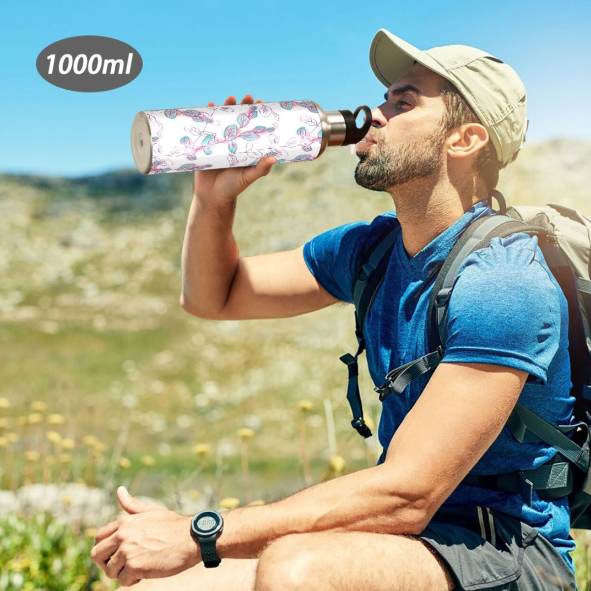 Stainless Steel Insulated Thermos Vacuum Flask Water Bottle with Straw Lid P313278