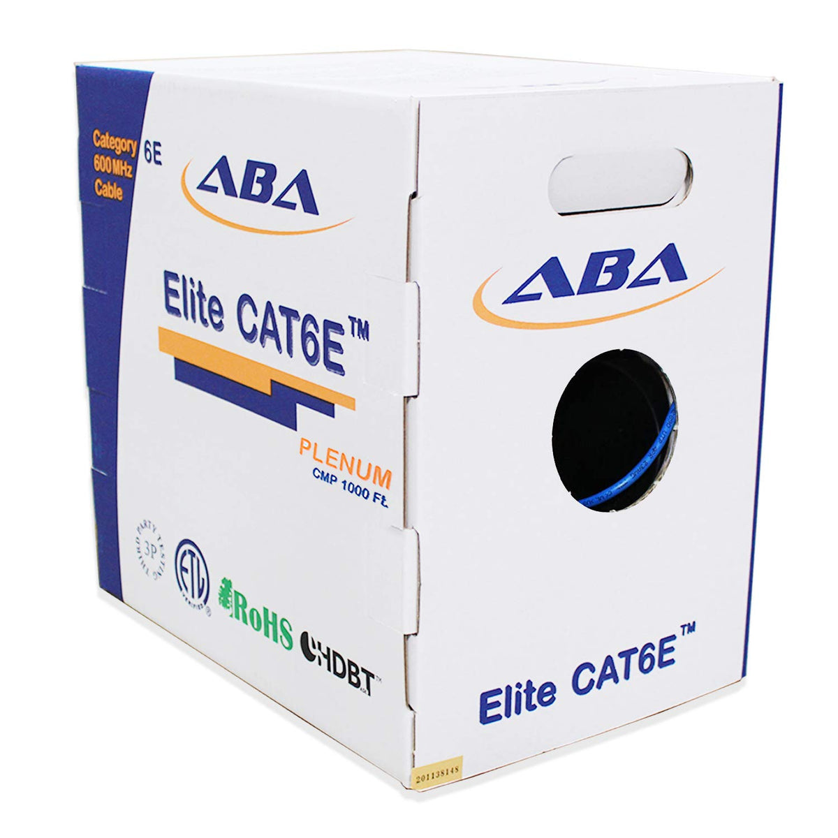 Cat6 Plenum CMP Ethernet Cable 1000ft 23AWG UTP Solid Bare Copper Yellow W49280