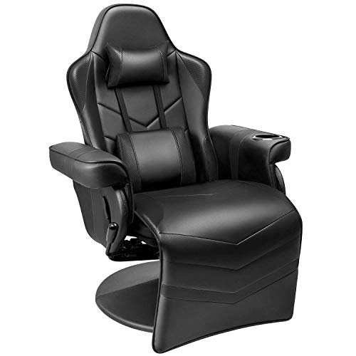 White PU Leather Gaming Recliner Chair with Footrest Headrest and Lumbar Support P67342