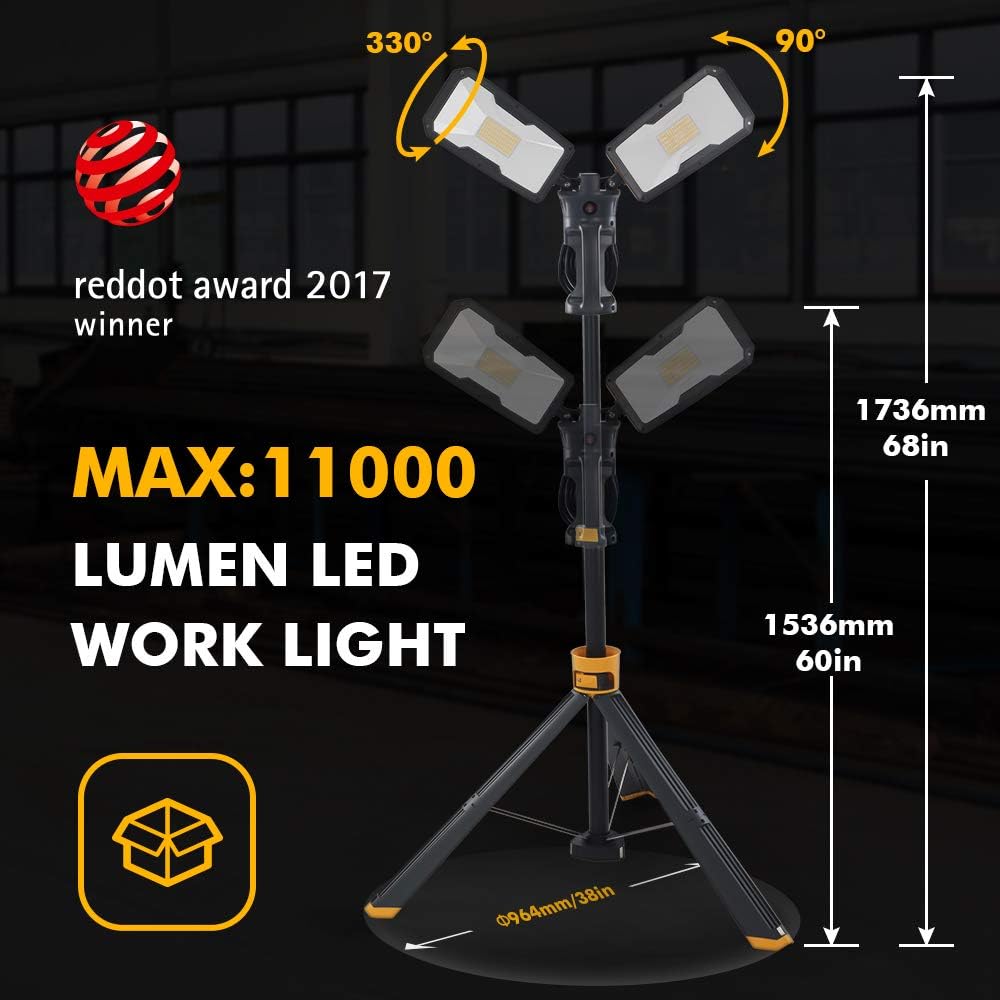 11000 Lumen 92W Dimmable LED Work Light with Stand Y1637