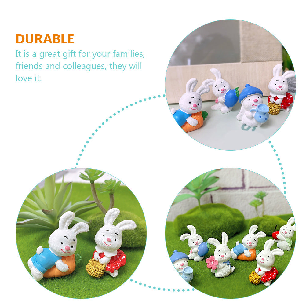 12 Pcs Resin Rabbit Ornament Mini Dollhouse Accessories U7481