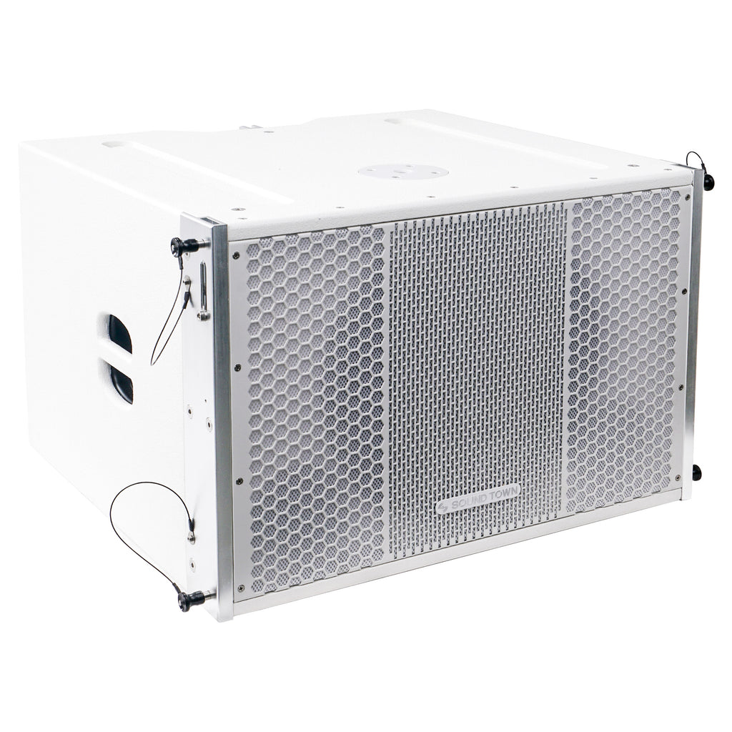 White 15-inch Powered Line Array Subwoofer with Four 2 X 5-inch Line Array Speakers J63070